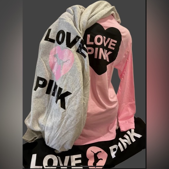 NEW VICTORIAS SECRET PINK “ORIGINALS” 2PC RARE SET ZIP HOODIE & JOGGERS 🔥 - Picture 3 of 8